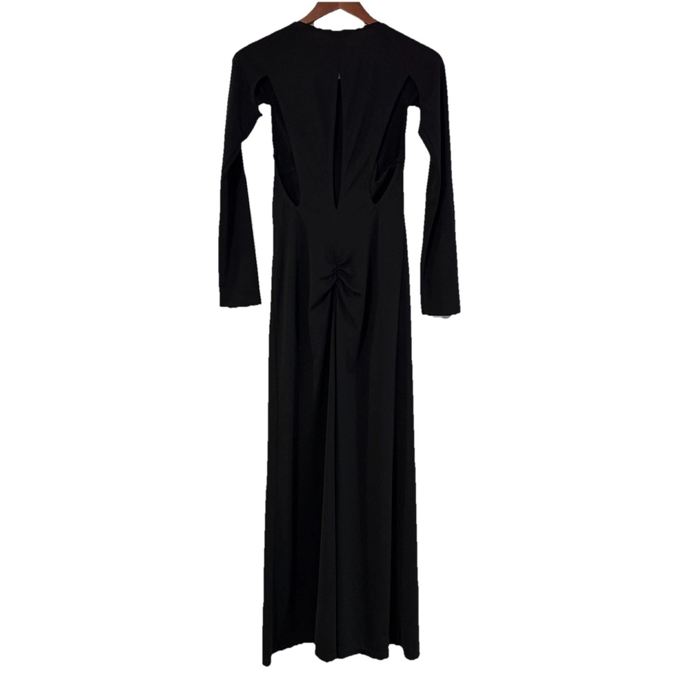 VTG Moda International Dress 6 Black Long Bodycon Whimsigoth Goth Slitted Back
